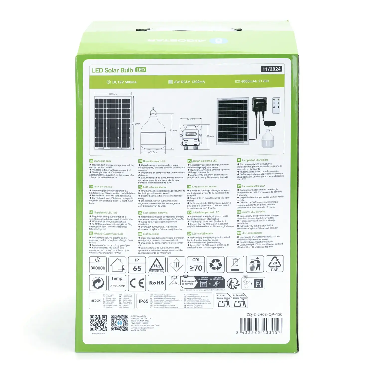 immagine Lampadina solare con accumulatore fotovoltaico 70W 6500K