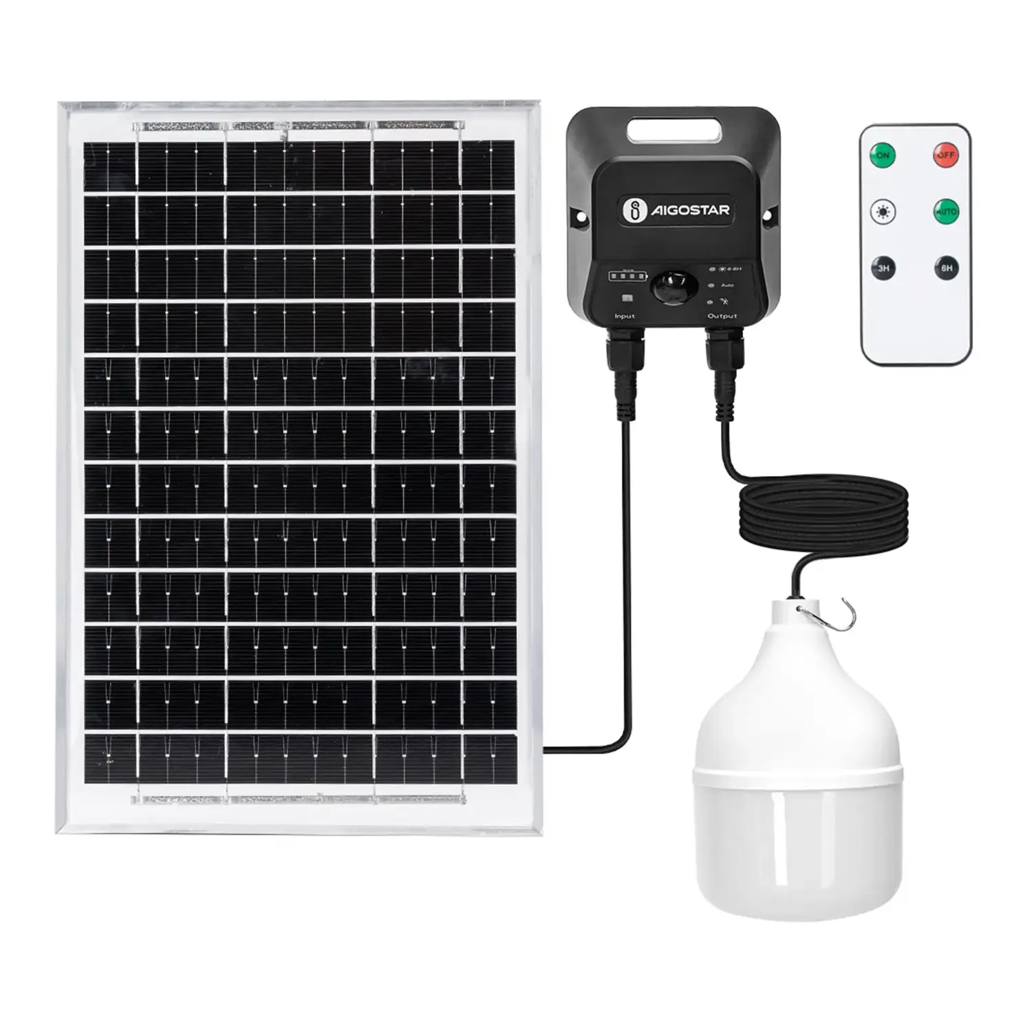 immagine del prodotto Lampadina solare con accumulatore fotovoltaico 70W 6500K con sensore