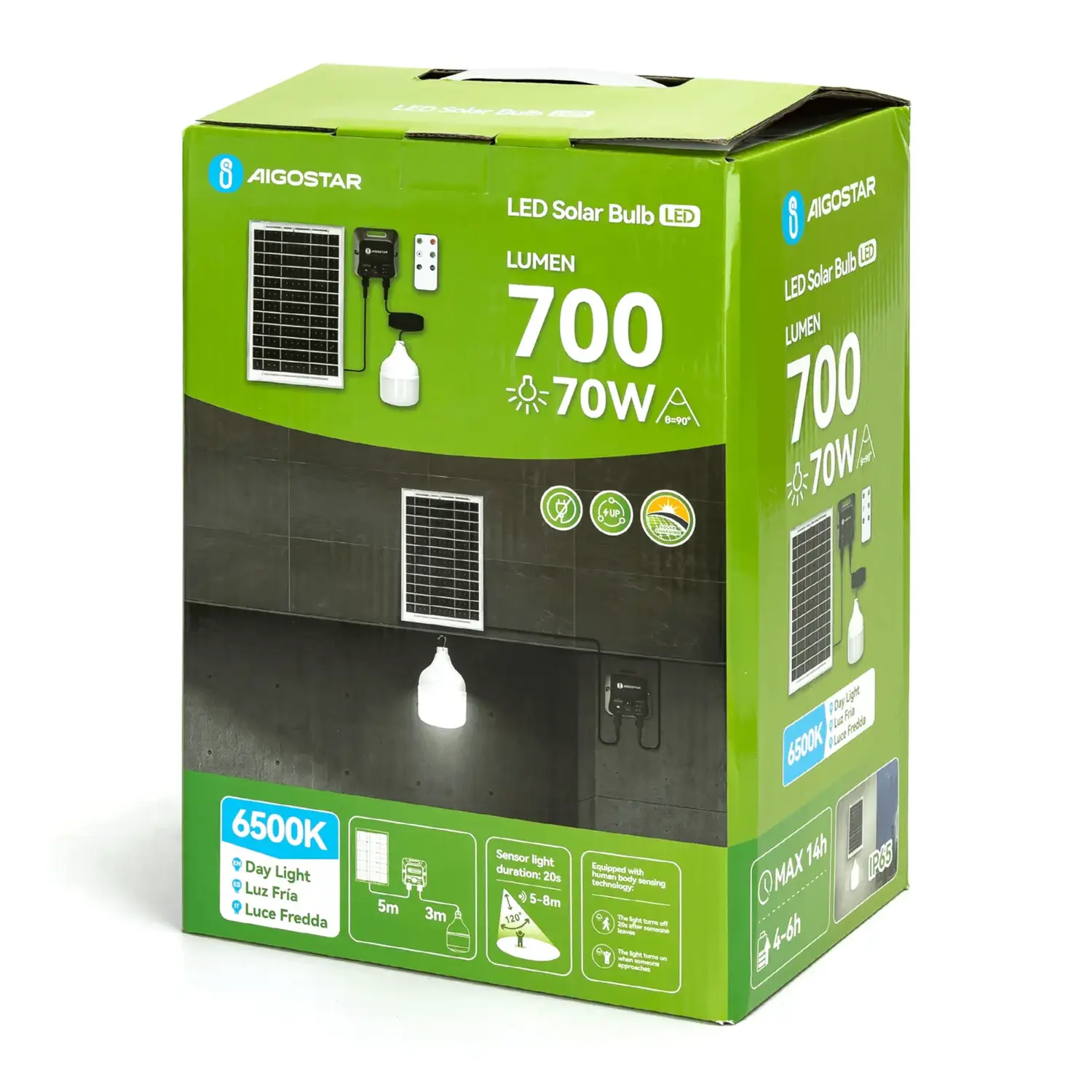 immagine Lampadina solare con accumulatore fotovoltaico 70W 6500K con sensore