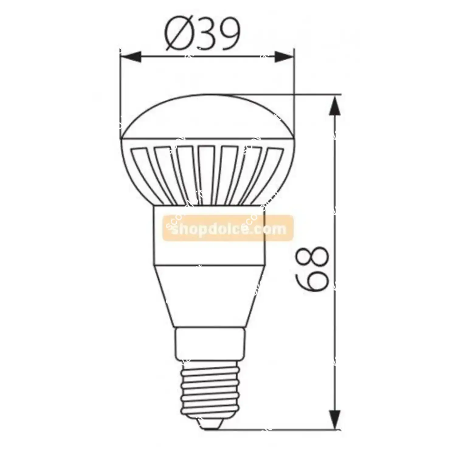 immagine lampadina led R39 spot porta faretto e14 3 watt bianco caldo