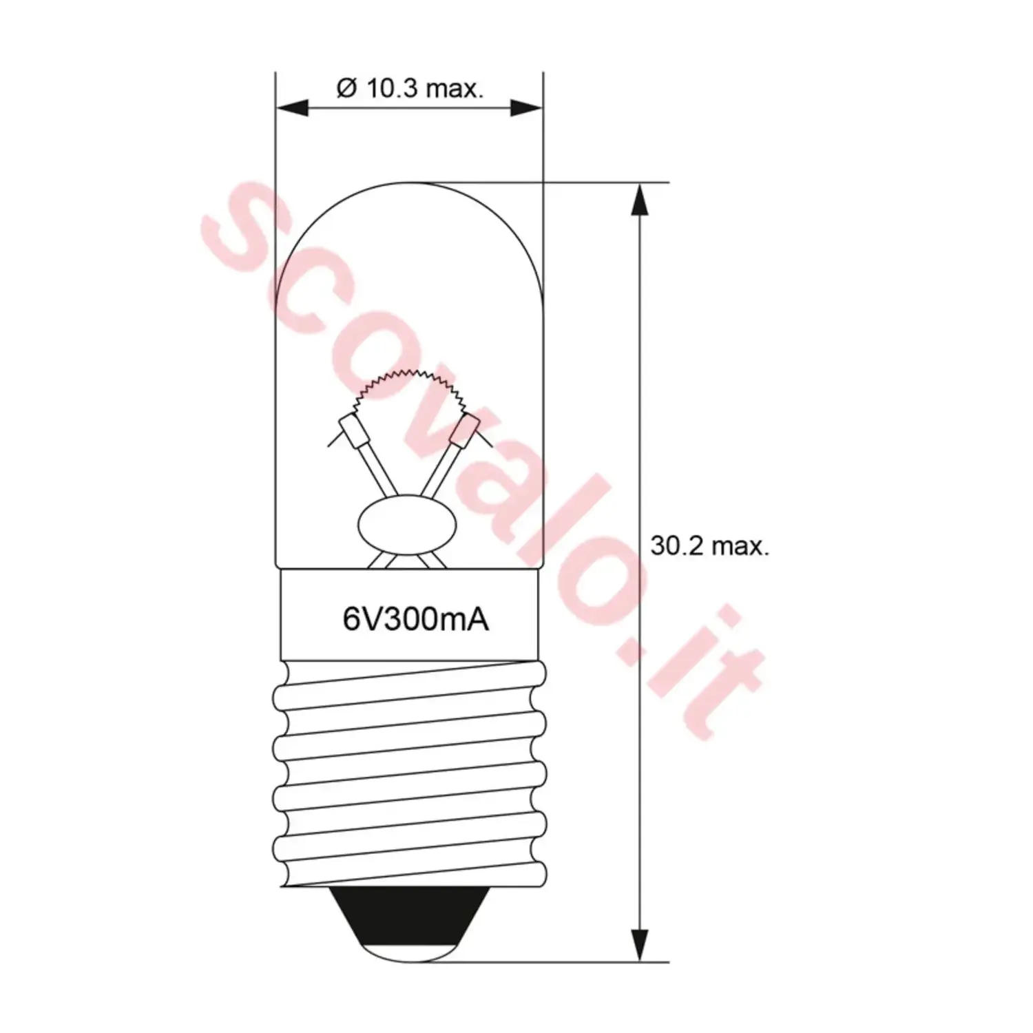 immagine lampadina tubolare modellismo e10 2 watt 6 volt