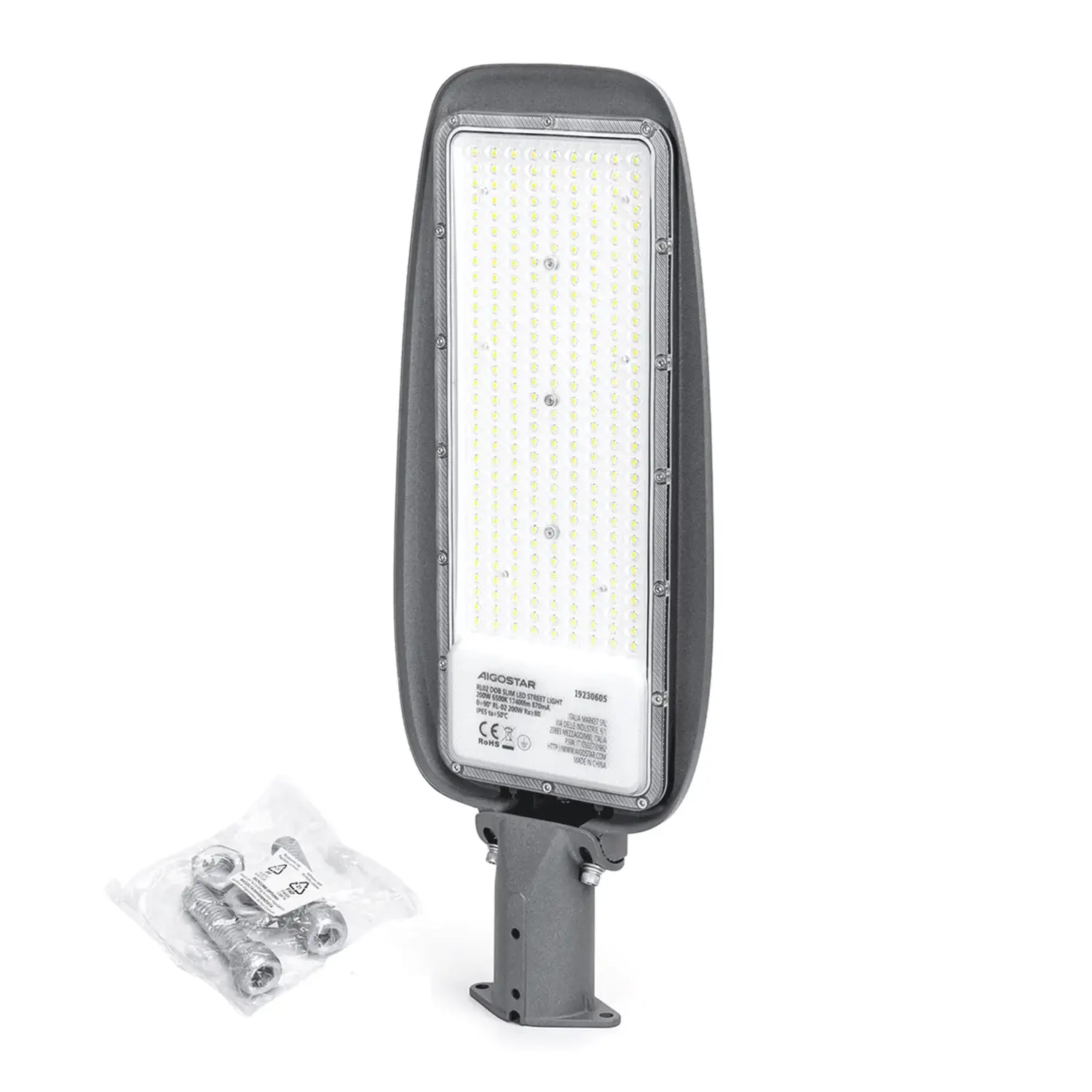 immagine del prodotto Lampione led dob slim proiettore stradale palo 200 watt bianco freddo nero