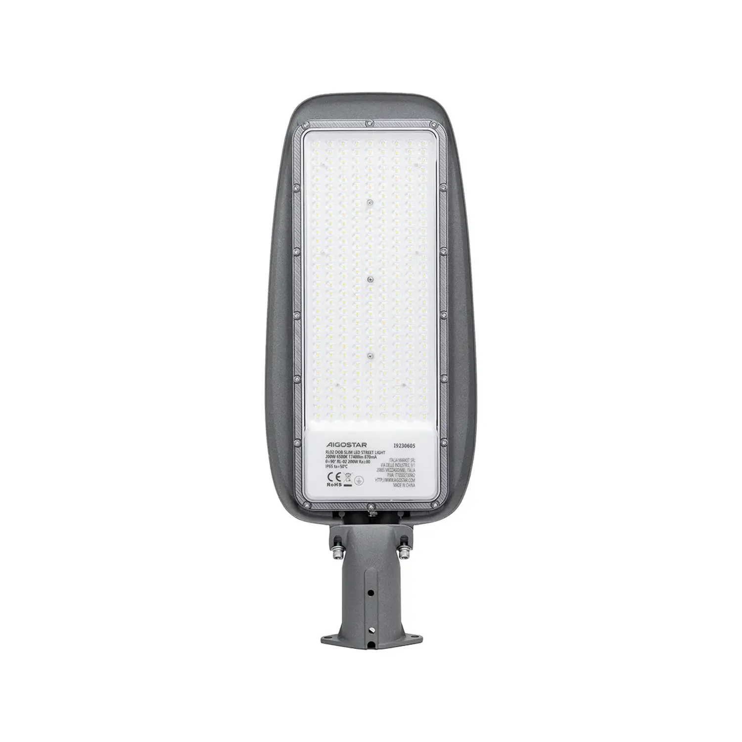 immagine Lampione led dob slim proiettore stradale palo 200 watt bianco freddo nero
