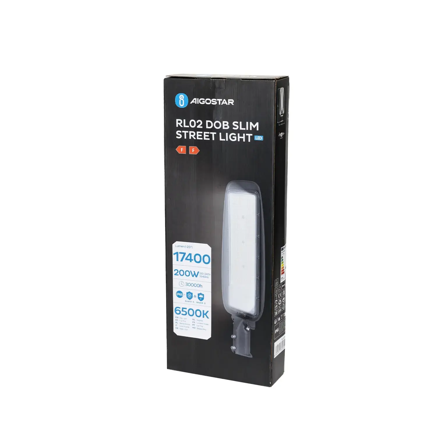 immagine Lampione led dob slim proiettore stradale palo 200 watt bianco freddo nero