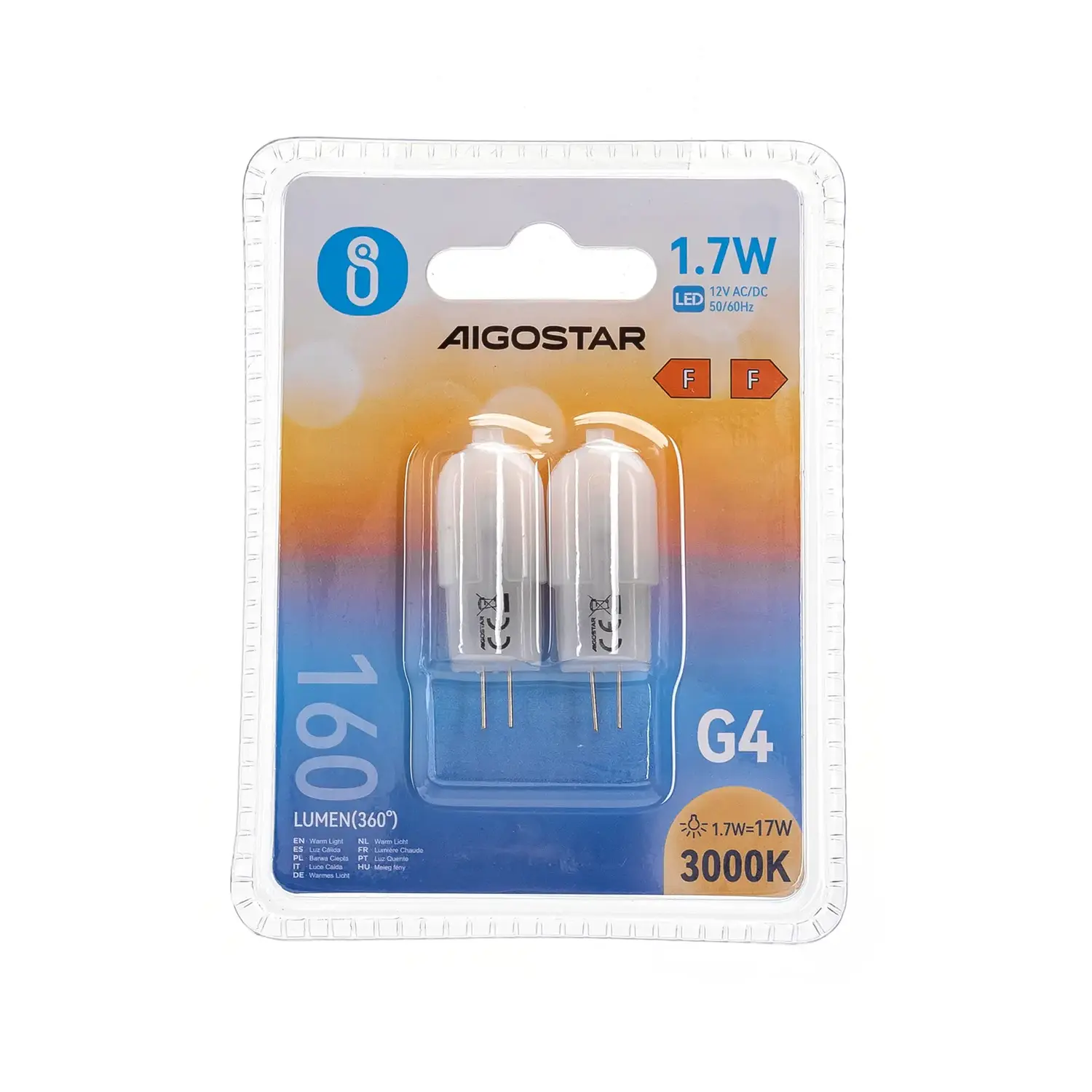 immagine Lampadina led bianco latte g4 1,70 watt bianco caldo 2 pezzi