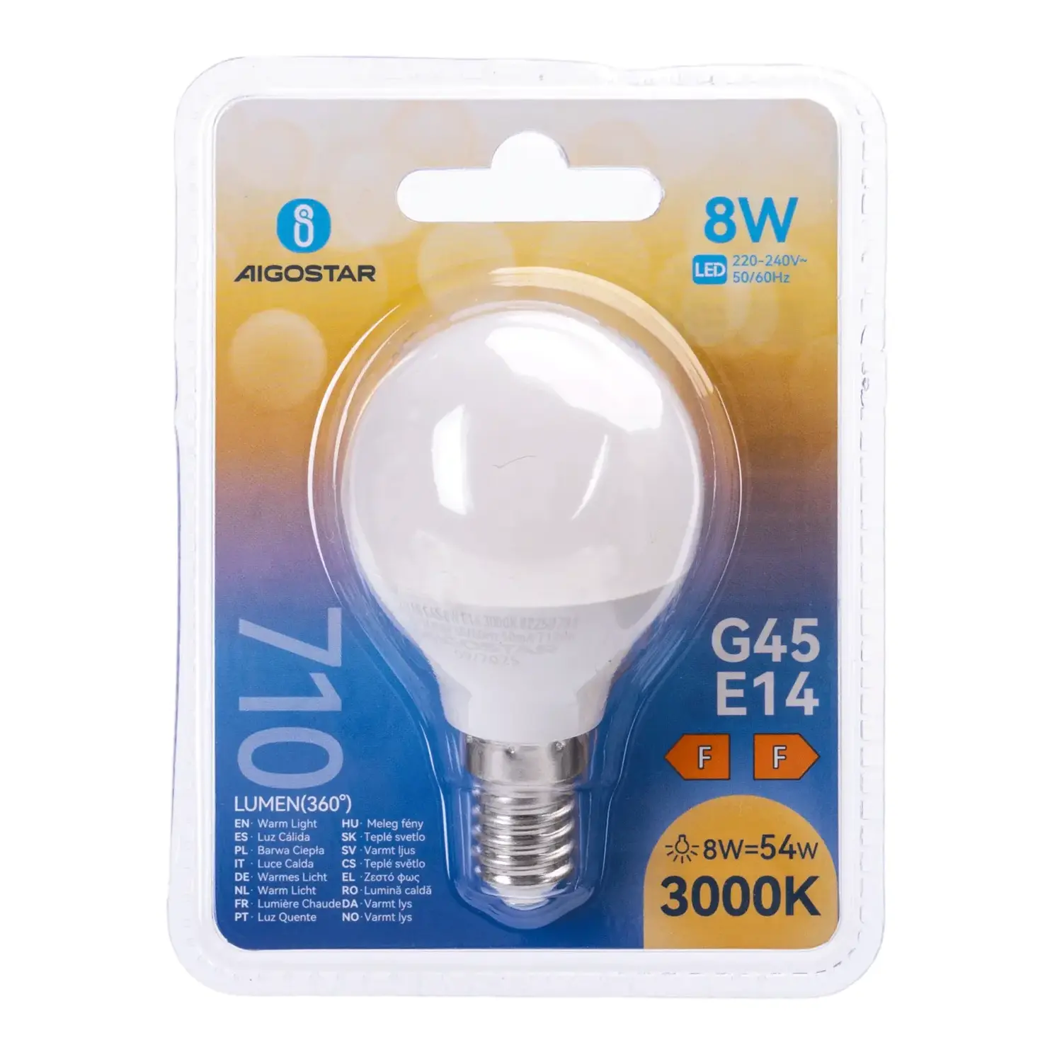 immagine lampadina led G45 e14 8 watt bianco caldo