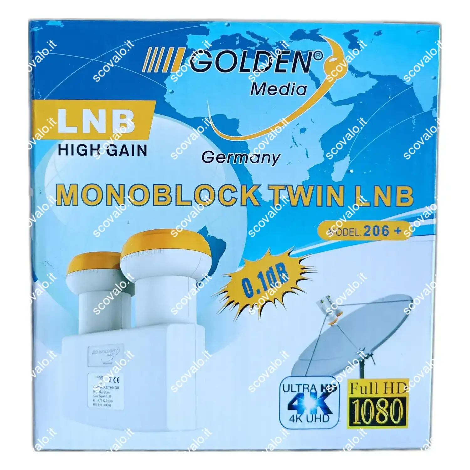 immagine lnb convertitore monoblocco hotbird e astra dual feed filtro lte 4k full hd 2 uscite