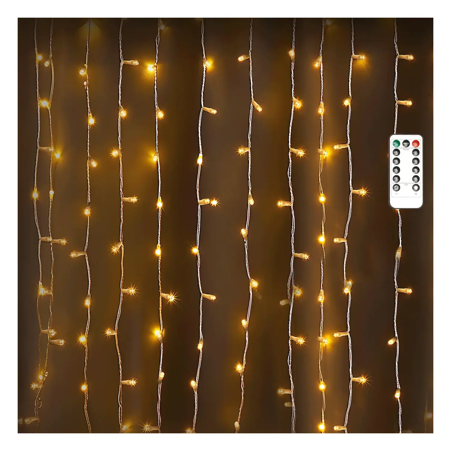 immagine del prodotto Luce a filo con tende natalizia L3*W3m-Luce calda-300LED-IP20