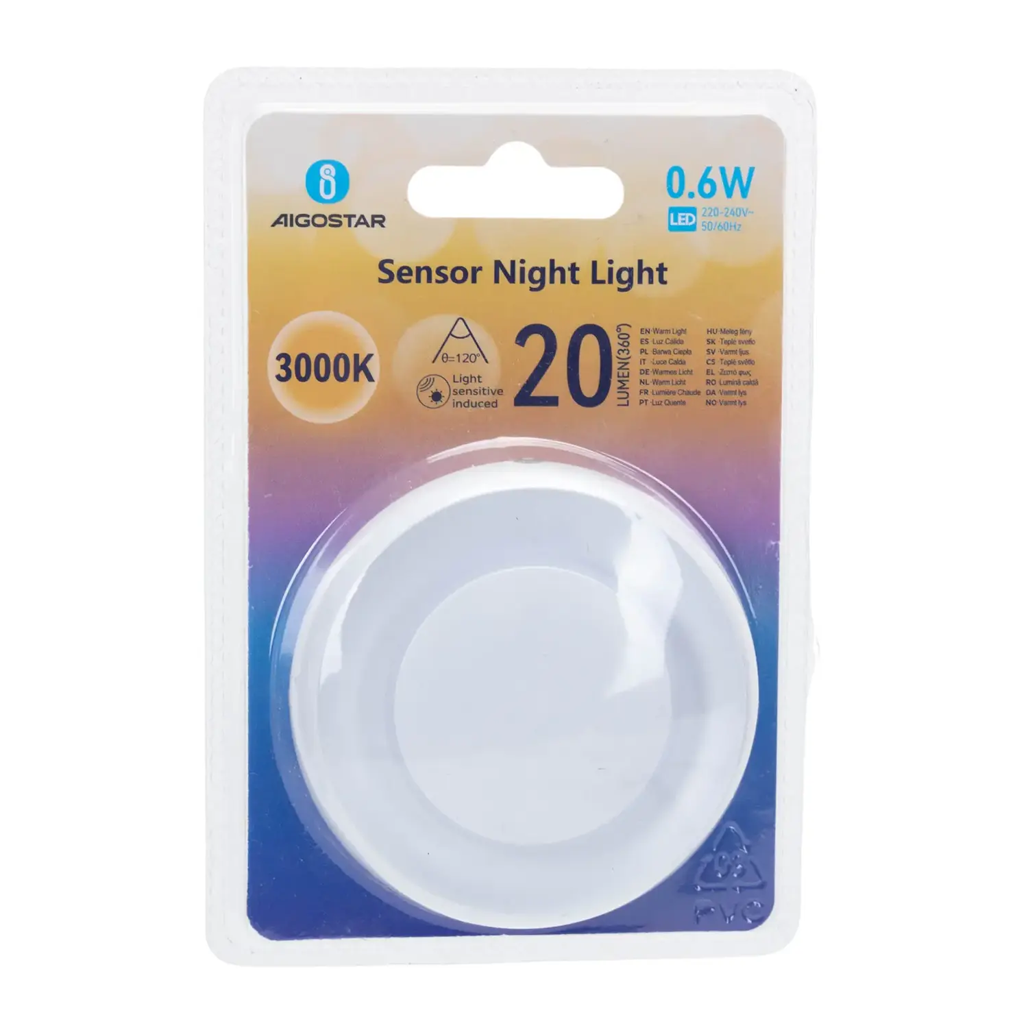 immagine Luce notturna LED con sensore 0.6W 3000K