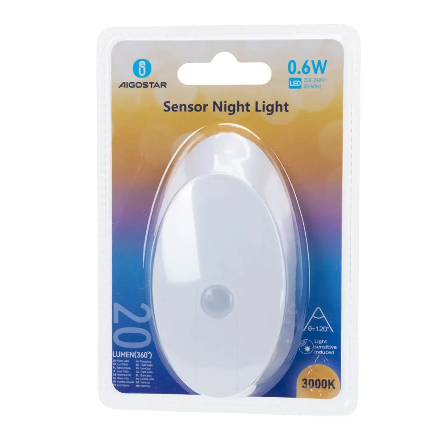 immagine Luce notturna LED con sensore 0.6W  bianco caldo