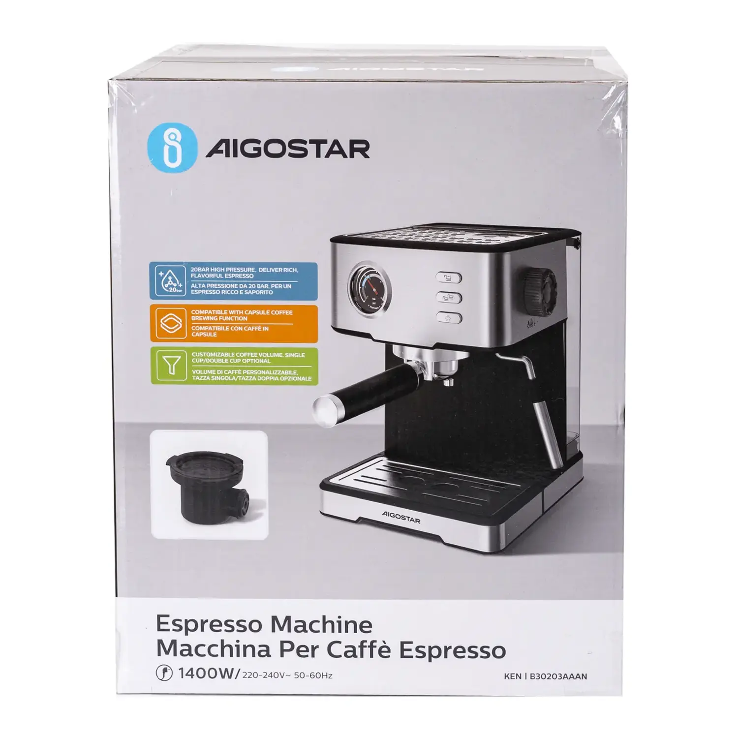 immagine Macchina per caffè espresso 1400W 20Bar 1.7L