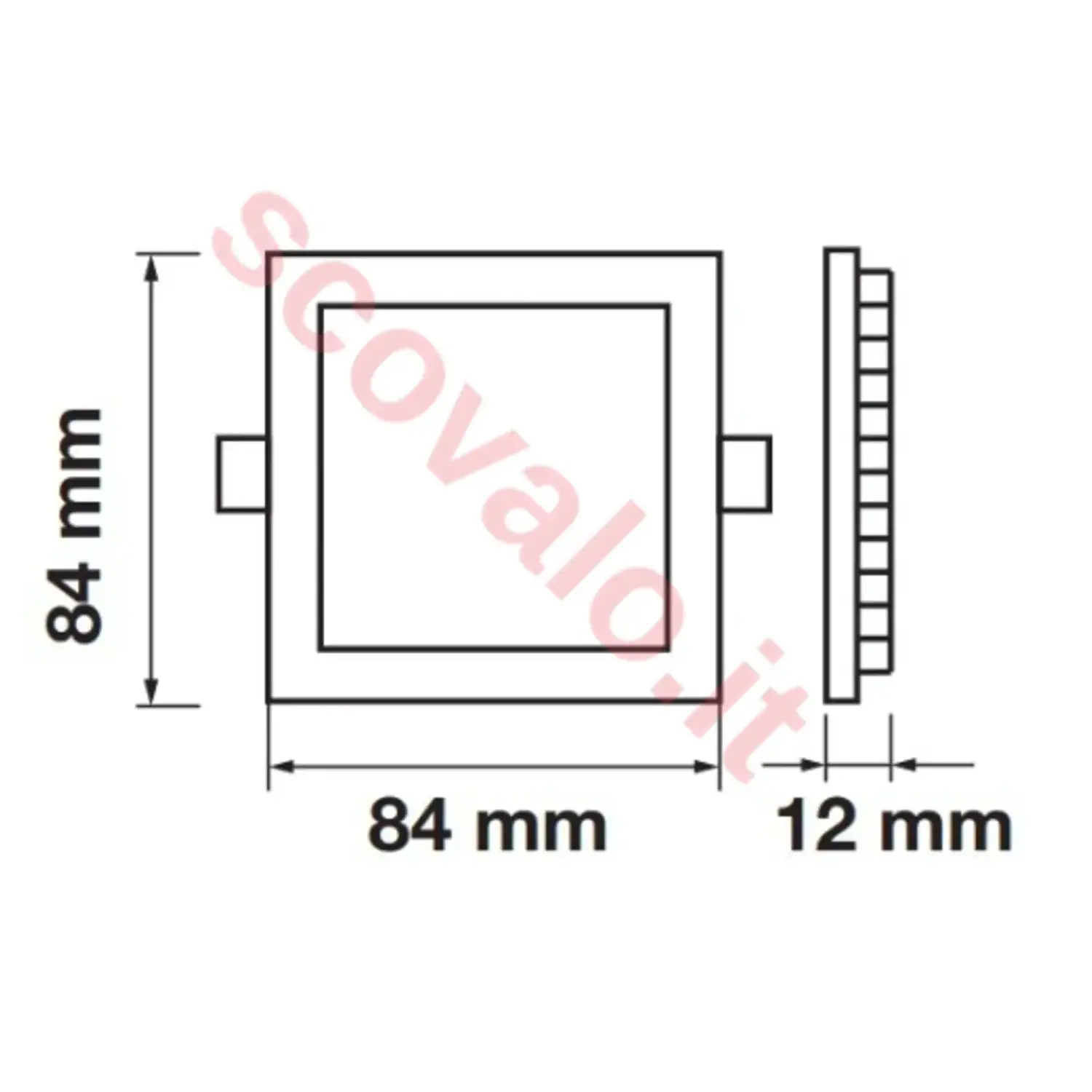 immagine pannello led slim faretto incasso 3 watt bianco naturale quadrato