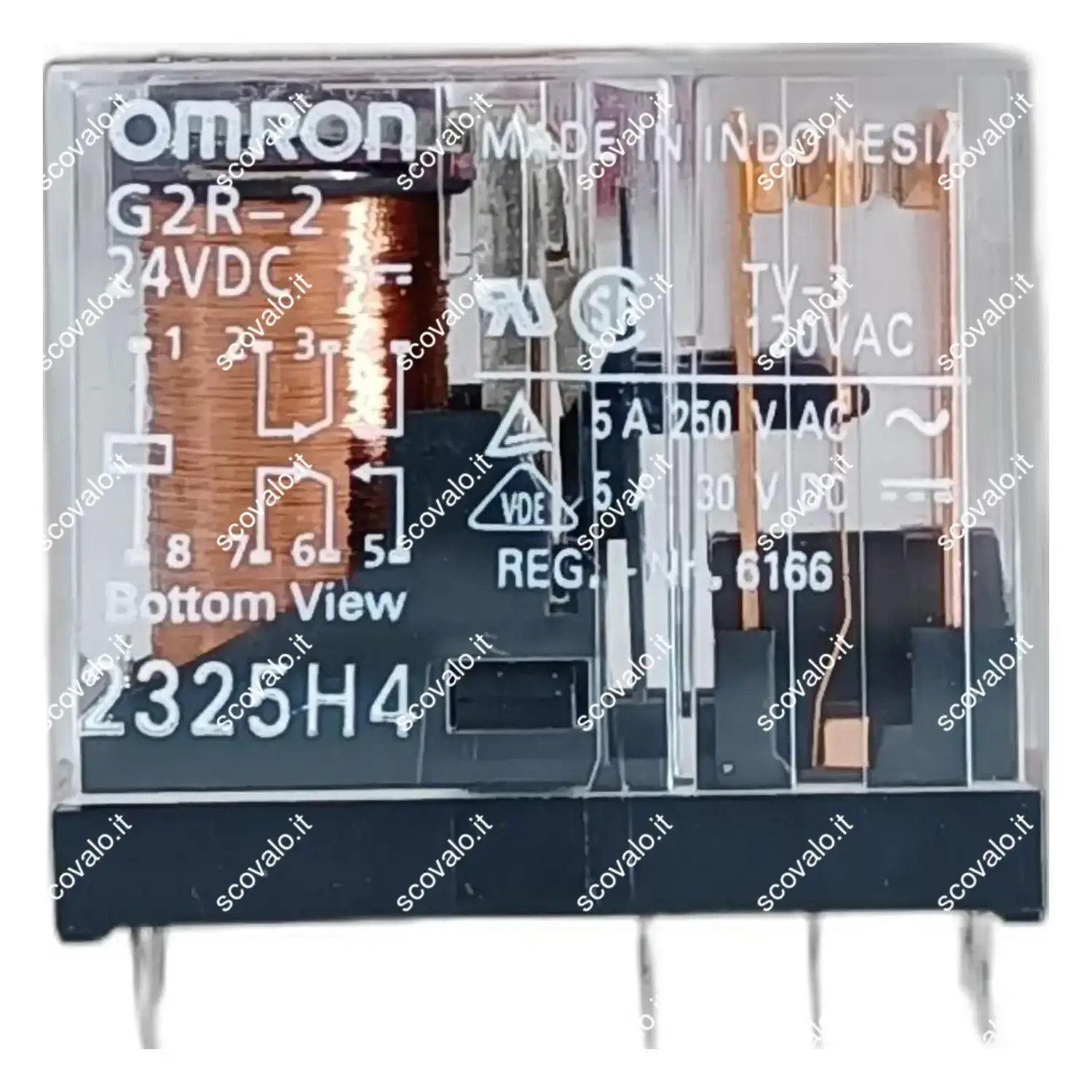 immagine mini relè in miniatura omron dc 2 scambi 24 volt