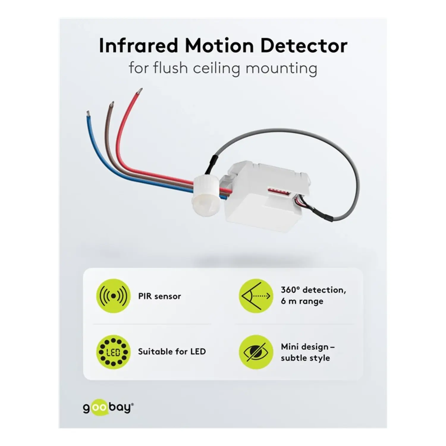 immagine Sensore Movimento PIR Goobay 360° Incasso LED 800W IP65 Regolabile Mini