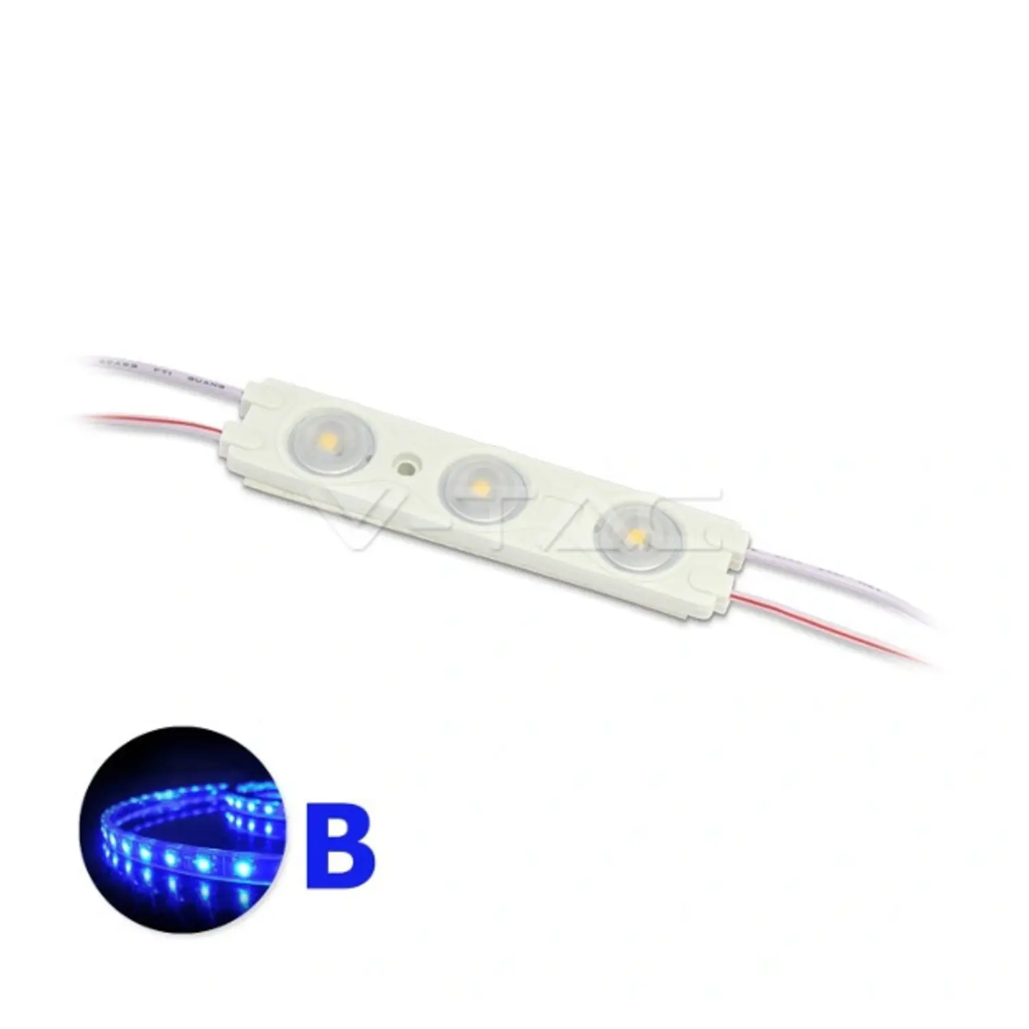 immagine del prodotto modulo 3 led impermeabile insegne strip led ip67 stagno 1,50 watt blu