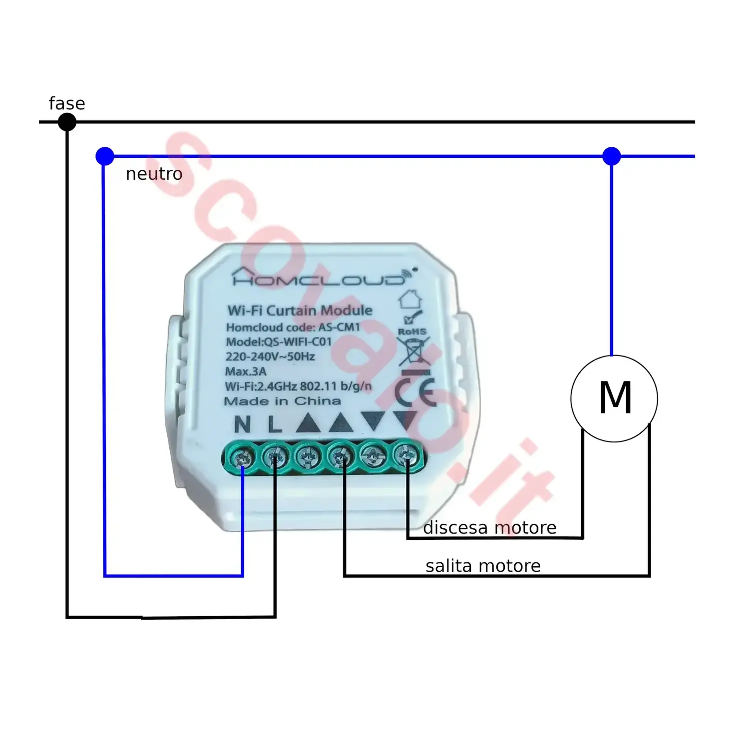 schema elettrico colelgamento modulo tapparella