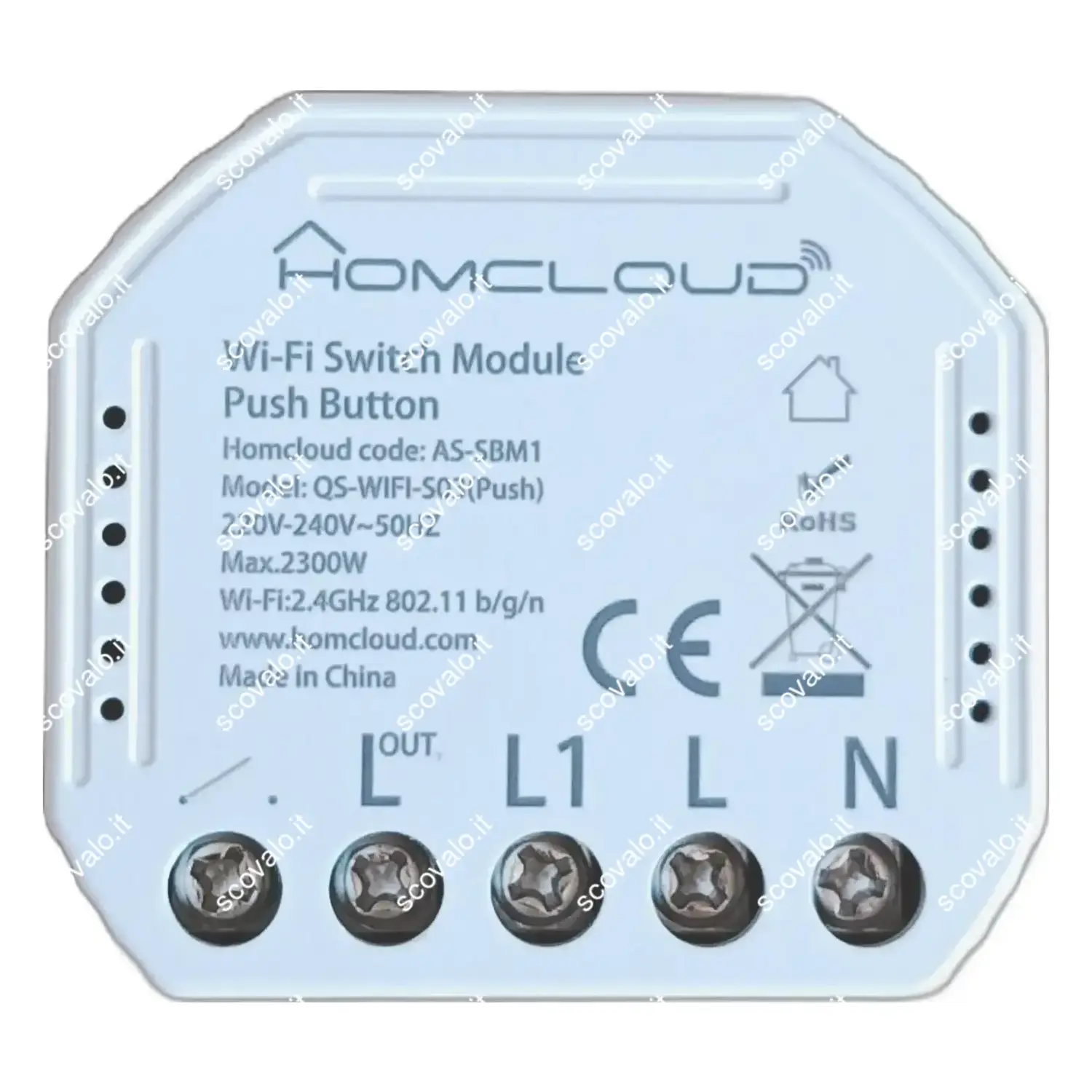 immagine del prodotto modulo pulsante intelligente wi-fi da incasso alexa google tuya 1 canale