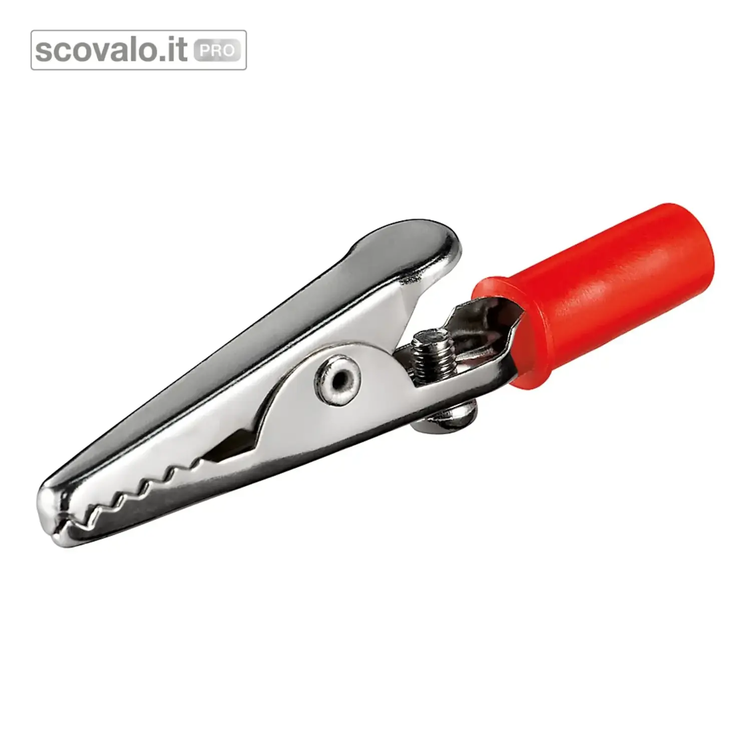 immagine del prodotto Morsetto Pinza Coccodrillo con Vite 51mm Rosso 10pz Manici Isolati