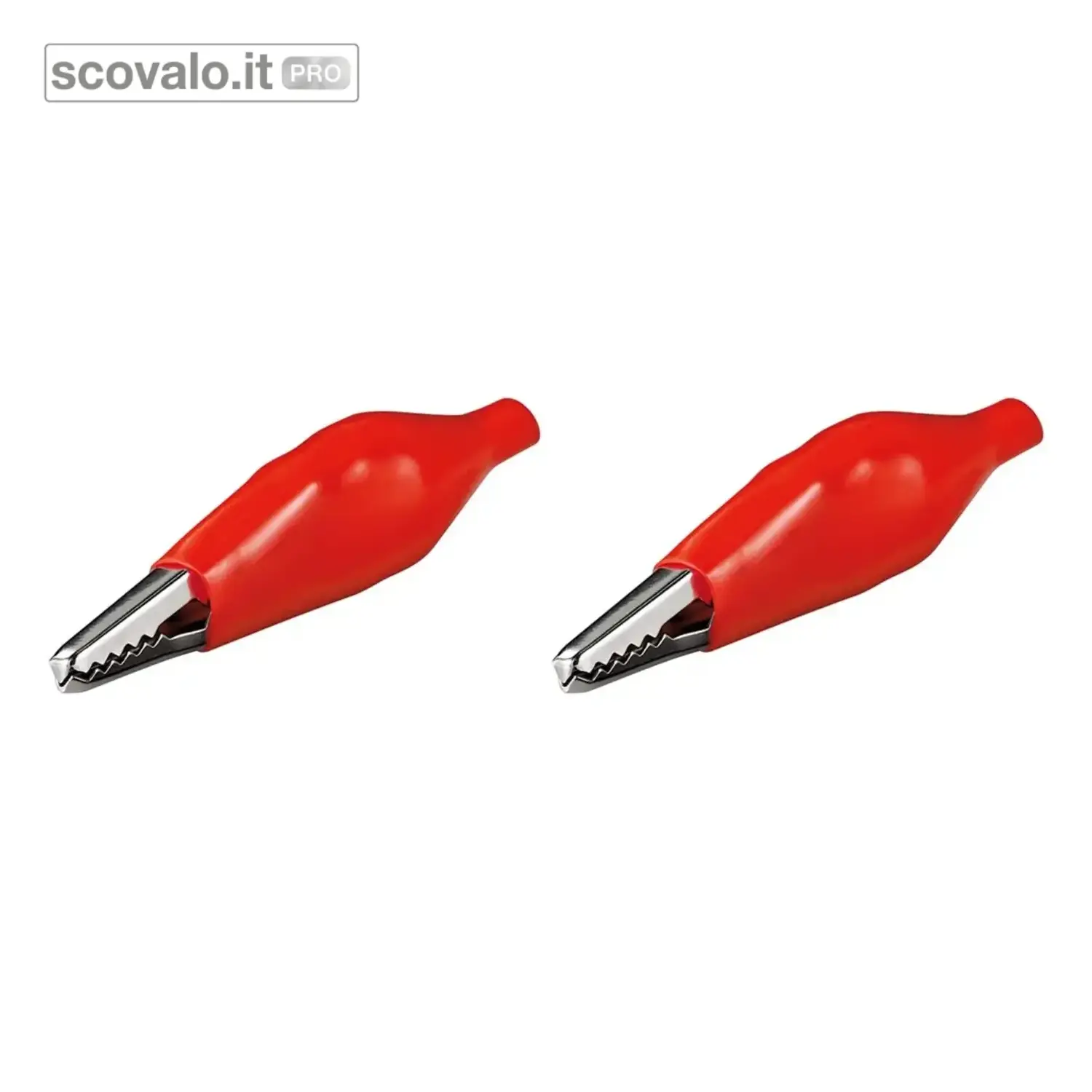 immagine del prodotto Morsetto Pinzetta Coccodrillo 48mm Rosso 2 Pezzi Senza Vite Metallo