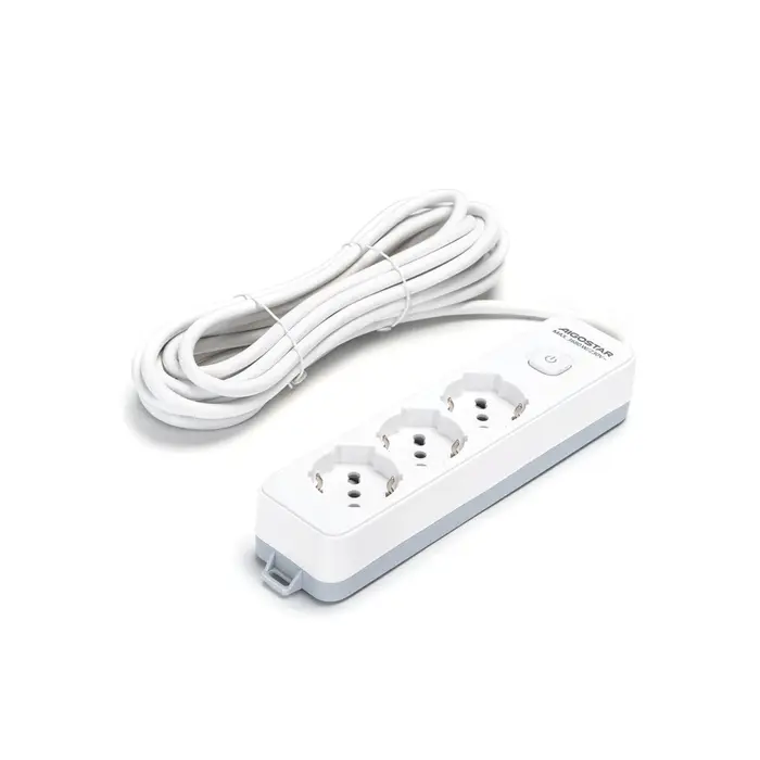 Multipresa prolunga elettrica con 4 prese bipasso + 2 shuko 16A 250V  ciabatta bianco cavo 1.5 mt con interruttore