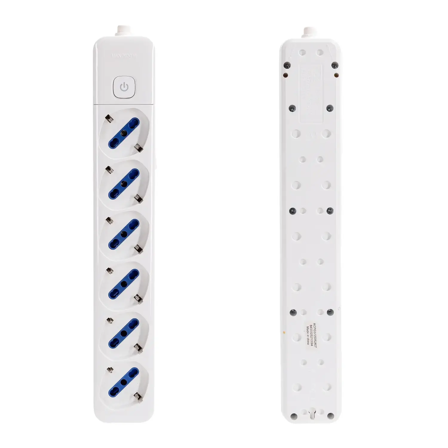 immagine Multipresa italiana a 6 prese, bianca (senza cavo) con interruttore