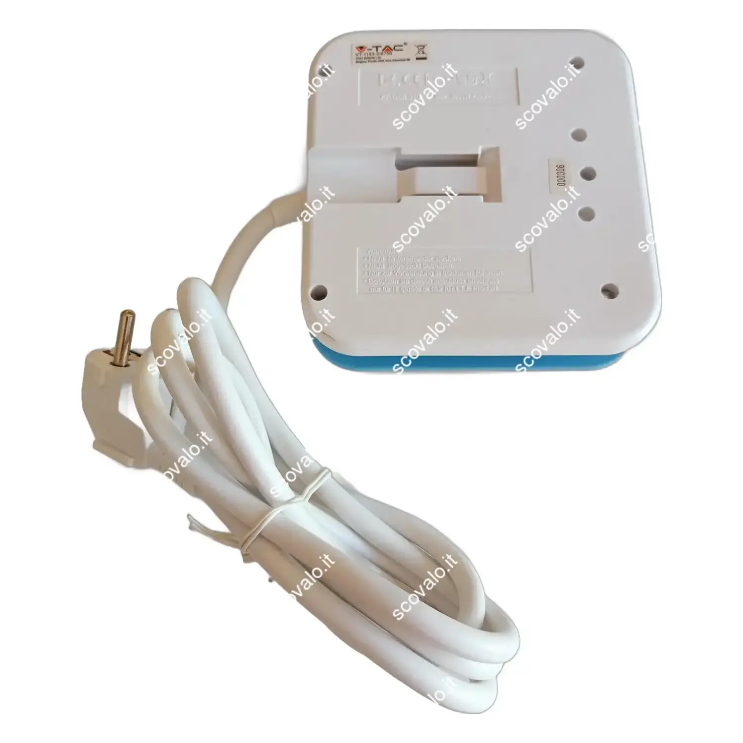 immagine multipresa 3 prese schuko e 2 prese usb raccogli cavo ciabatta bianco