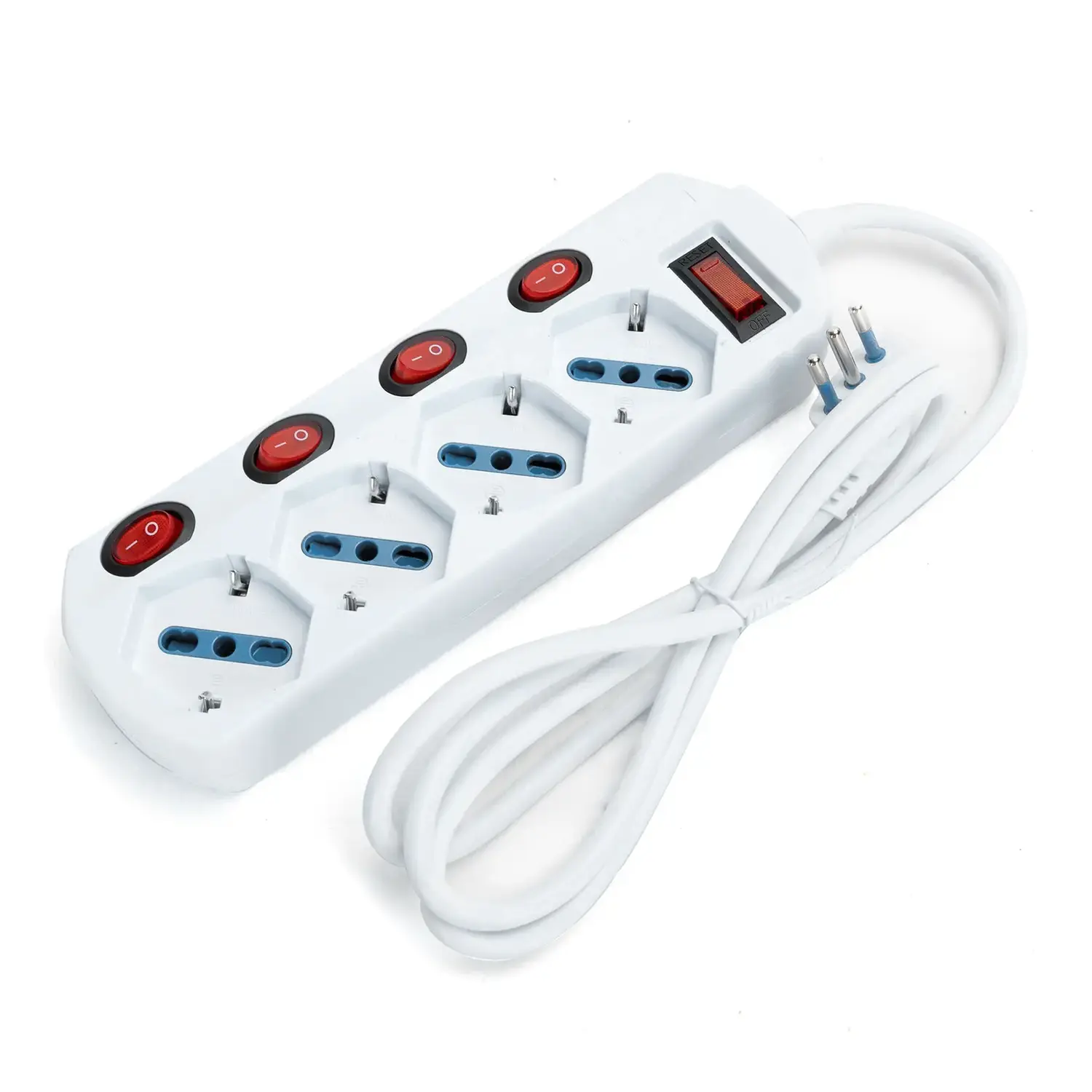 immagine del prodotto Multipresa spina piatta 10A con interruttori 1,5 m 4 prese bipasso 10-16a schuko bianco