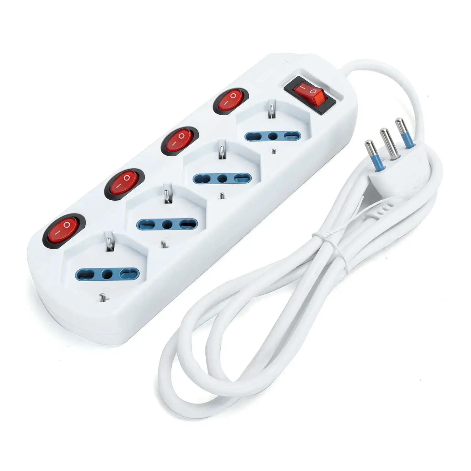 immagine del prodotto Multipresa spina piatta 16A con interruttori 1,5 m 4 prese bipasso 10-16a schuko bianco