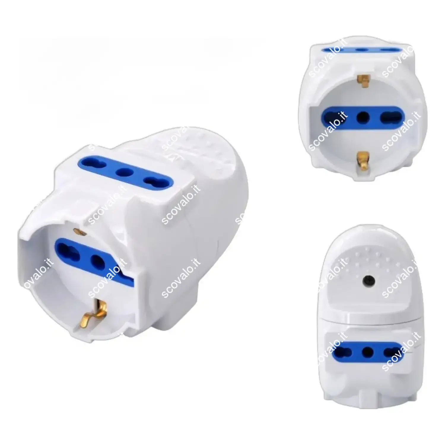 immagine Multipresa Volante 3 Posti 1 Schuko e 2 Presa Bipasso 2500W 16A Spina 2P+T