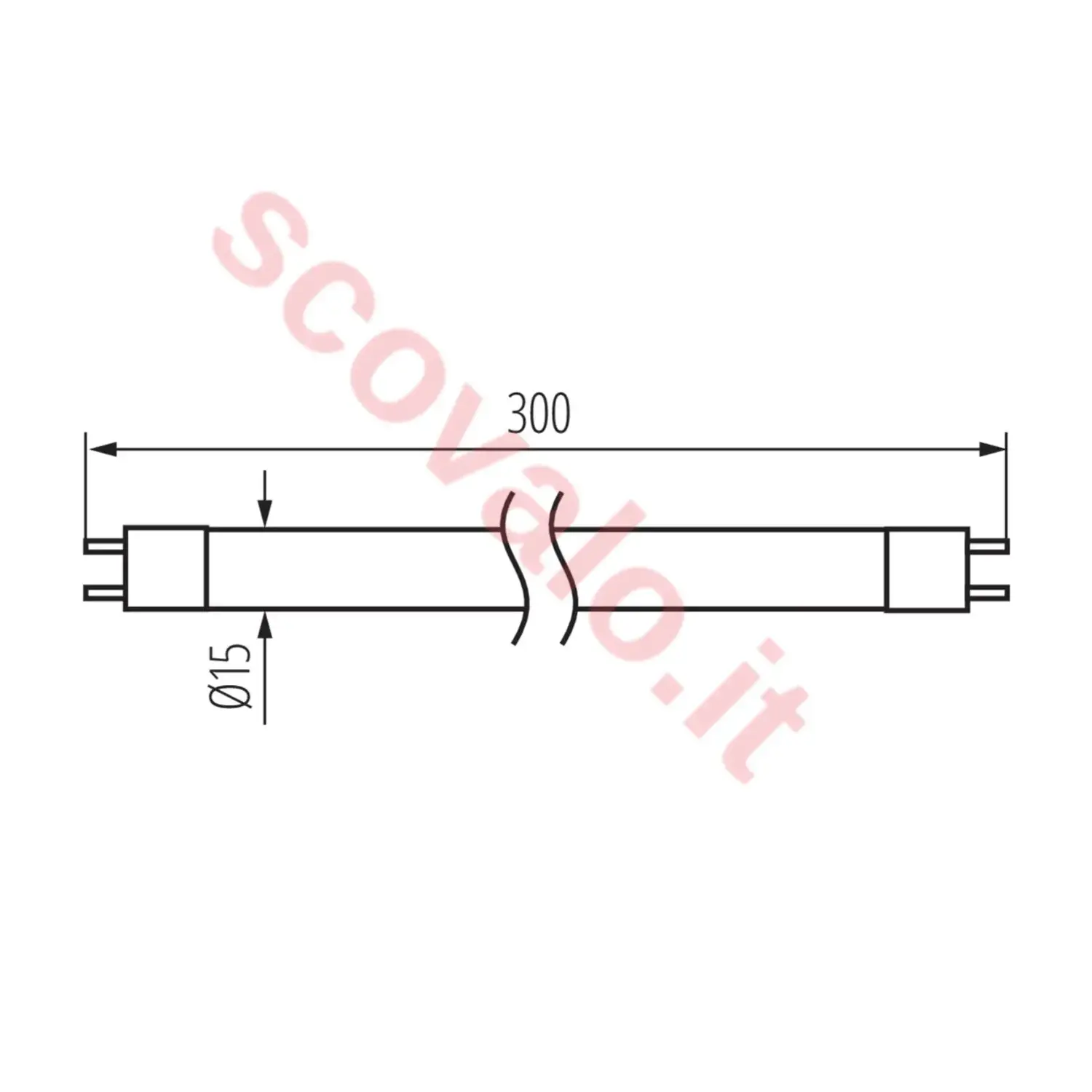 immagine neon lineare fluorescente 15 x 300 mm g5 8 watt bianco naturale