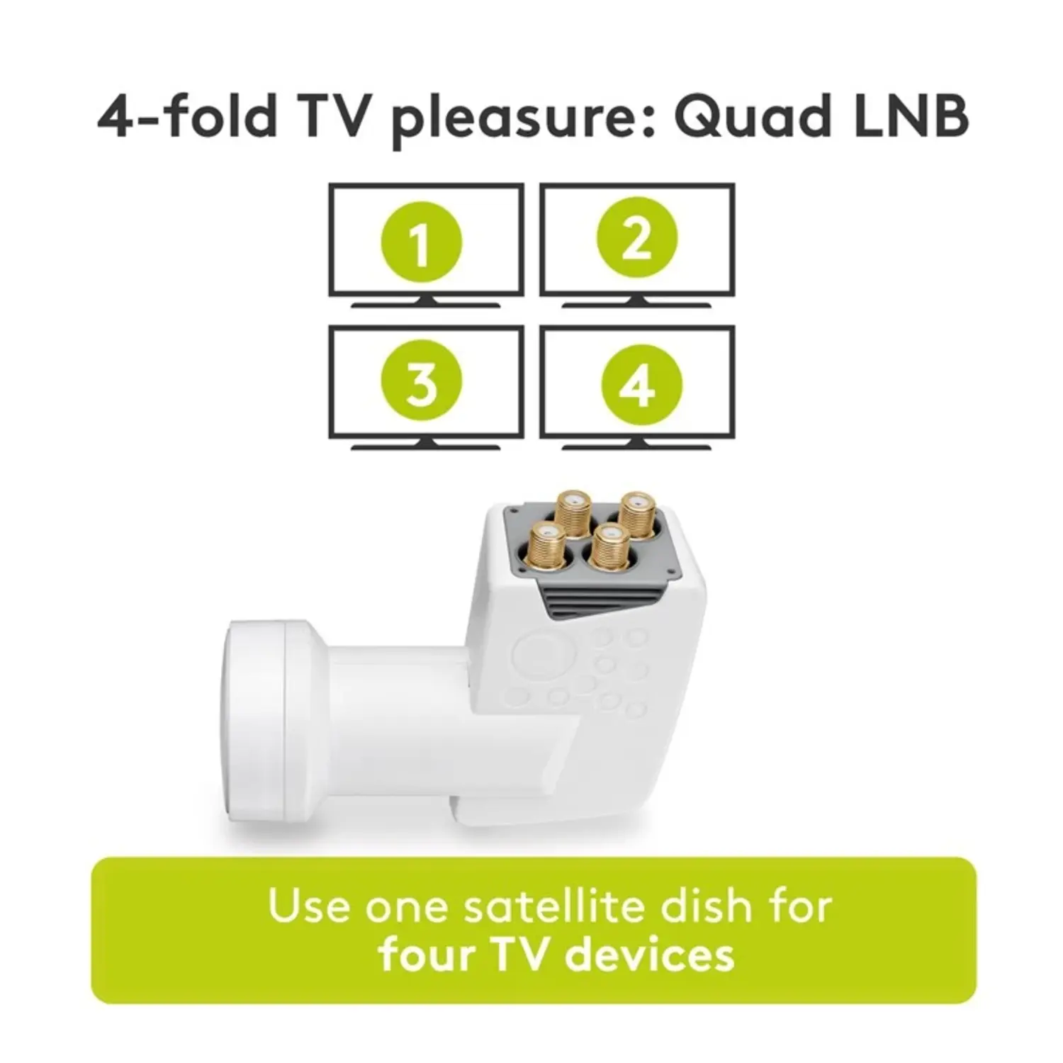 immagine occhio lnb parabola  satellitare indipendente hdtv 4k 8k uhd 3d 4 uscite