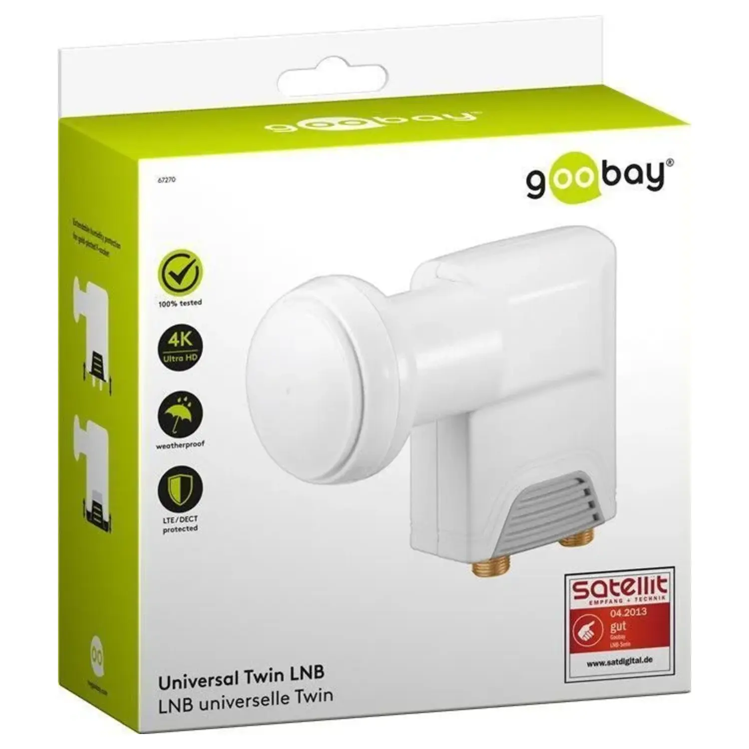 immagine occhio lnb parabola  satellitare indipendente hdtv 4k 8k uhd 3d 2 uscite