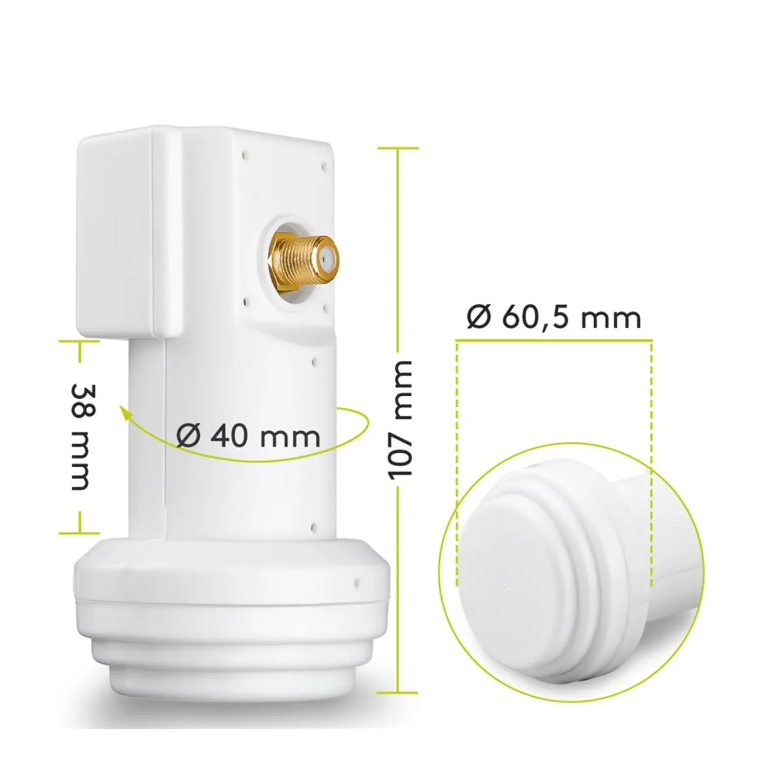 immagine occhio lnb parabola  satellitare indipendente hdtv 4k 8k uhd 3d 1 uscita