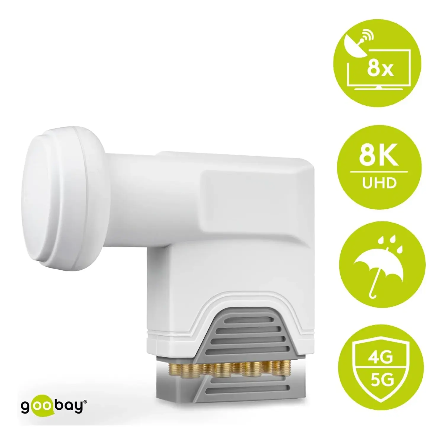 immagine occhio lnb parabola  satellitare indipendente hdtv 4k 8k uhd 3d 8 uscite