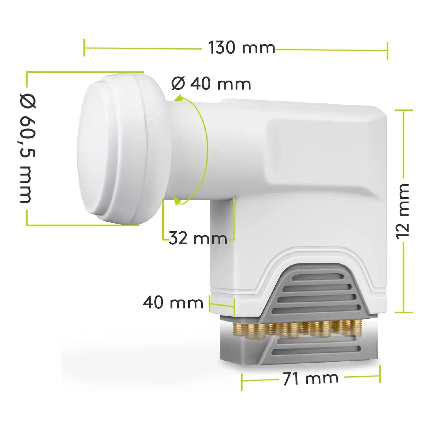 immagine occhio lnb parabola  satellitare indipendente hdtv 4k 8k uhd 3d 8 uscite