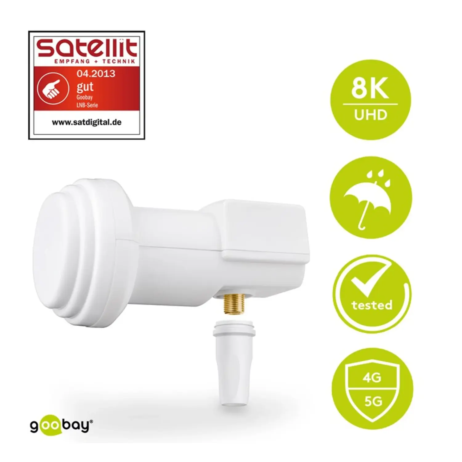 immagine LNB Universale Satellitare 1 Uscita 4K 8K UHD DVB-S2 F-Connector 0.1dB