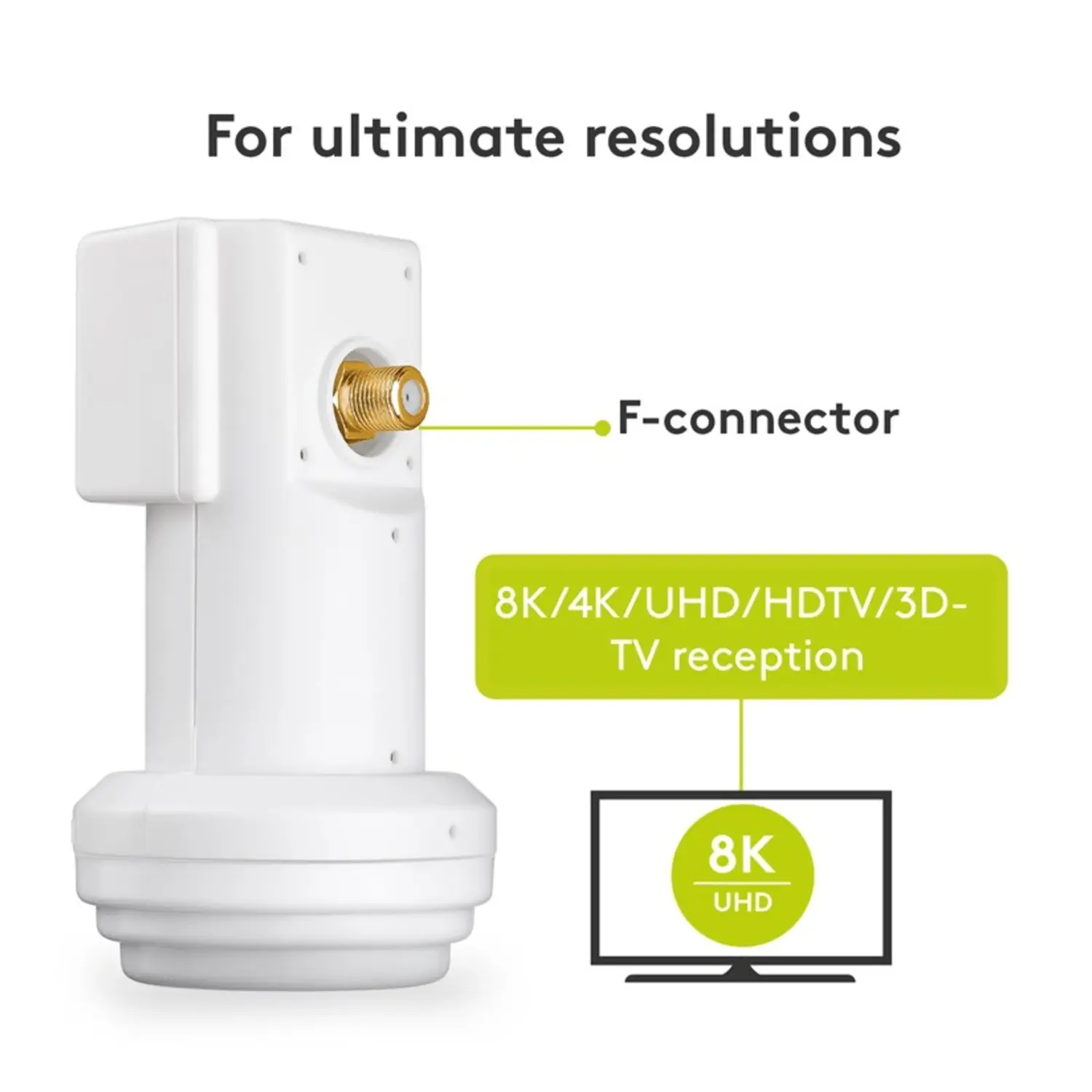 immagine LNB Universale Satellitare 1 Uscita 4K 8K UHD DVB-S2 F-Connector 0.1dB