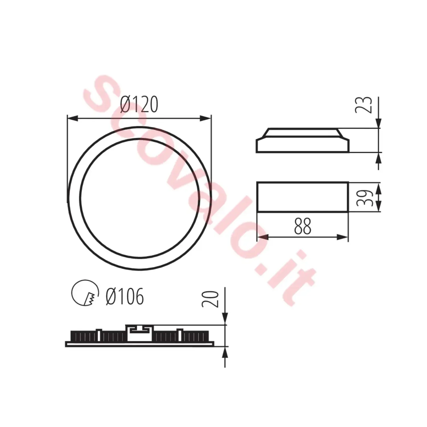 immagine pannello led incasso slim katro 6 watt bianco naturale nichel satinato tondo