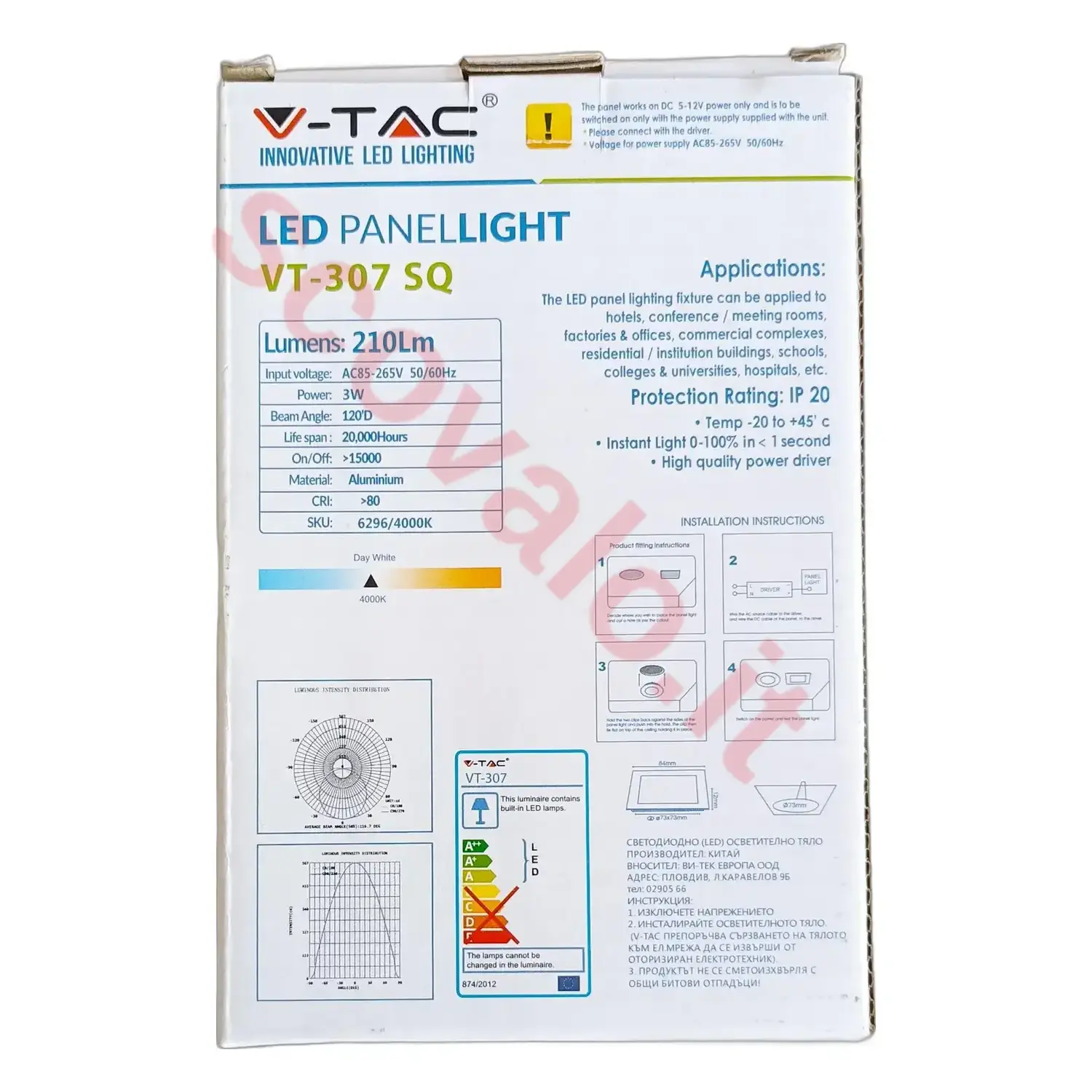 immagine pannello led slim faretto incasso 3 watt bianco naturale quadrato