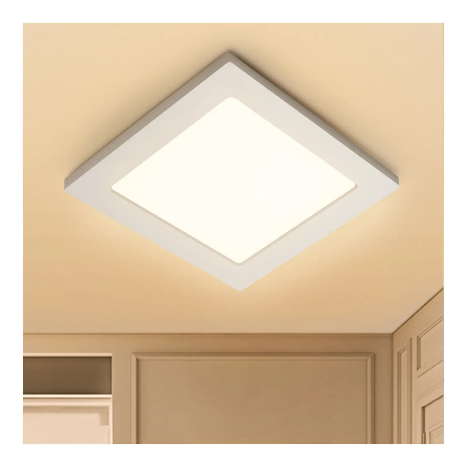 immagine plafoniera pannello led da soffitto lampadario lampada 18 watt bianco caldo quadrato