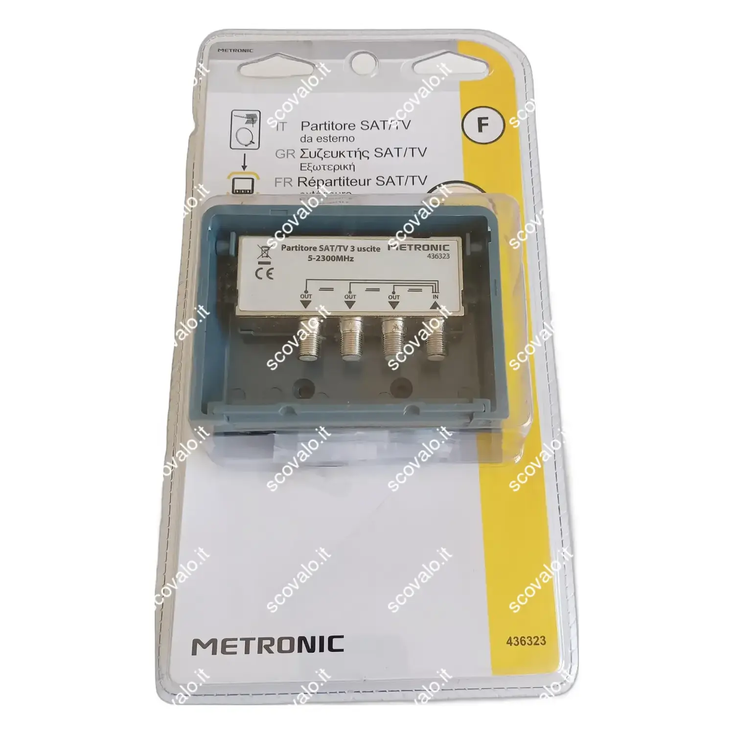 immagine del prodotto partitore esterno palo antenna tv o sat 5-2300MHz 1 ingresso 3 uscite