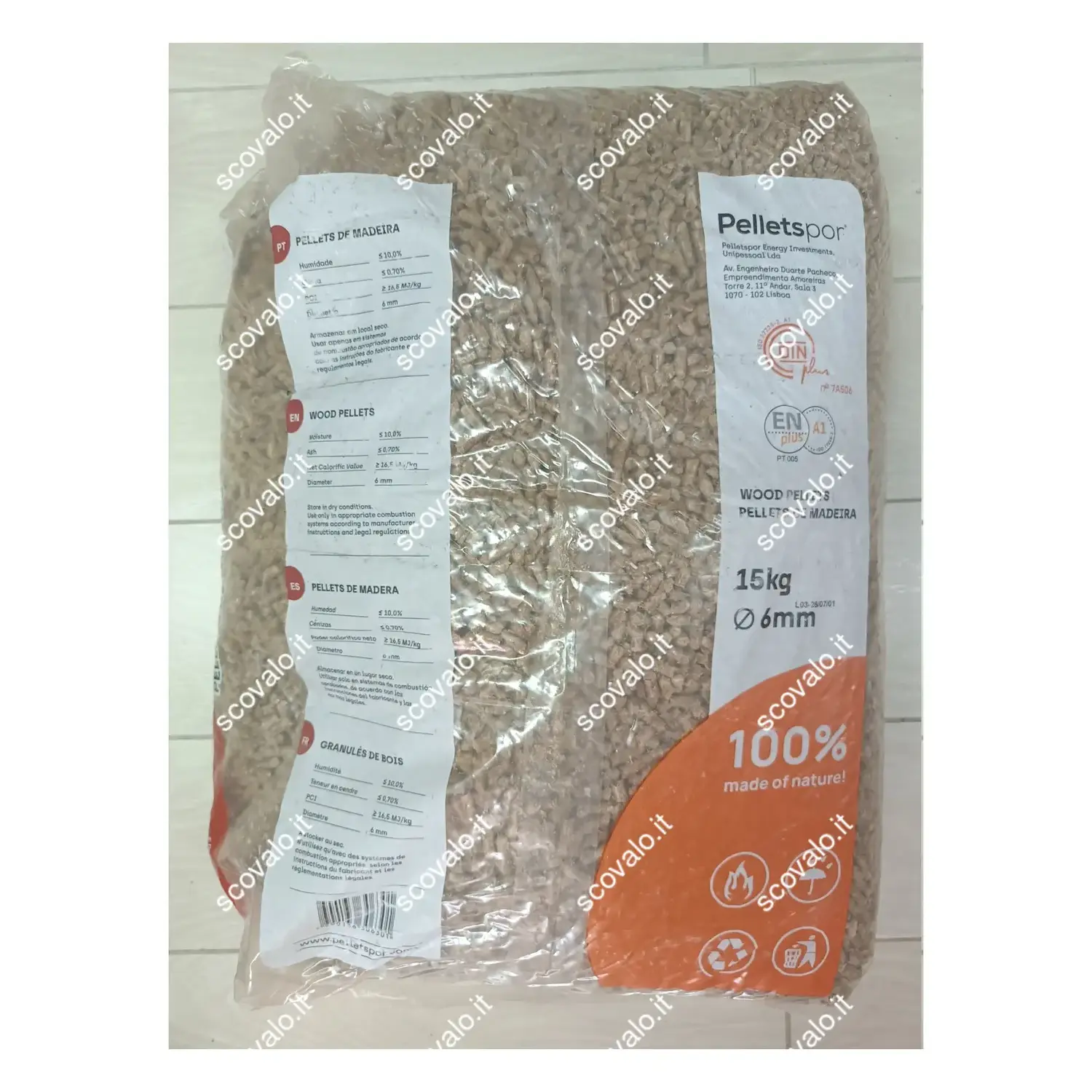 immagine Pellet Legno Pino ENplus A1 6mm - Potere Calorico >16,5 MJ/kg Ceneri <0,7% 15kg