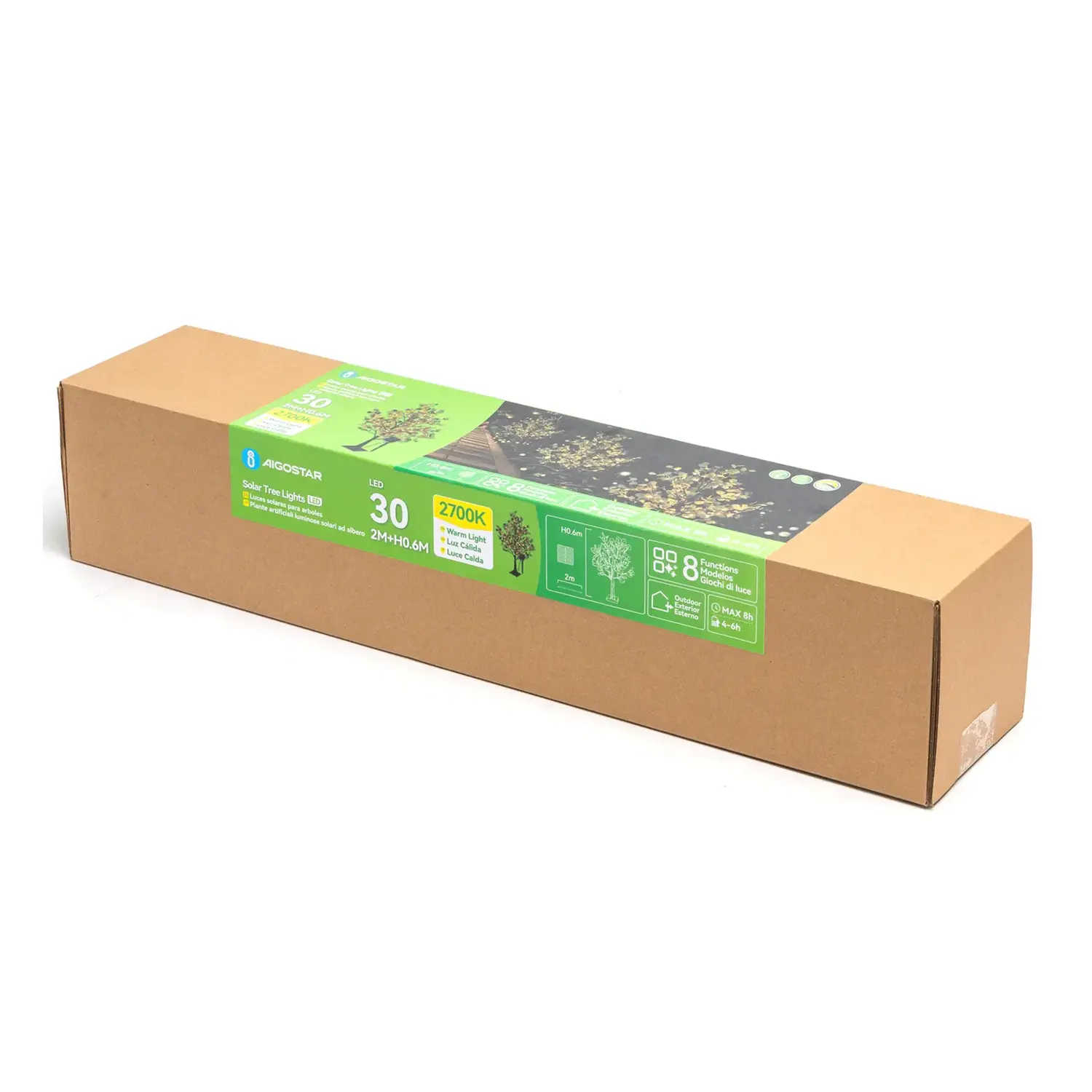 immagine Piante artificiali luminose solari, albero di eucalipto 2m+0,6m 30LED