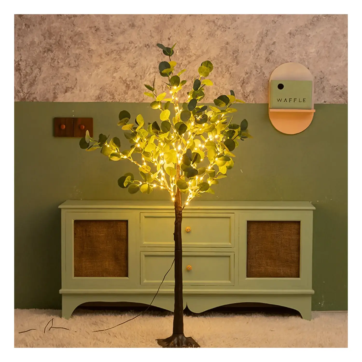 immagine del prodotto Piante artificiali luminose solari, albero di eucalipto 2m + 1,8 m 285LED