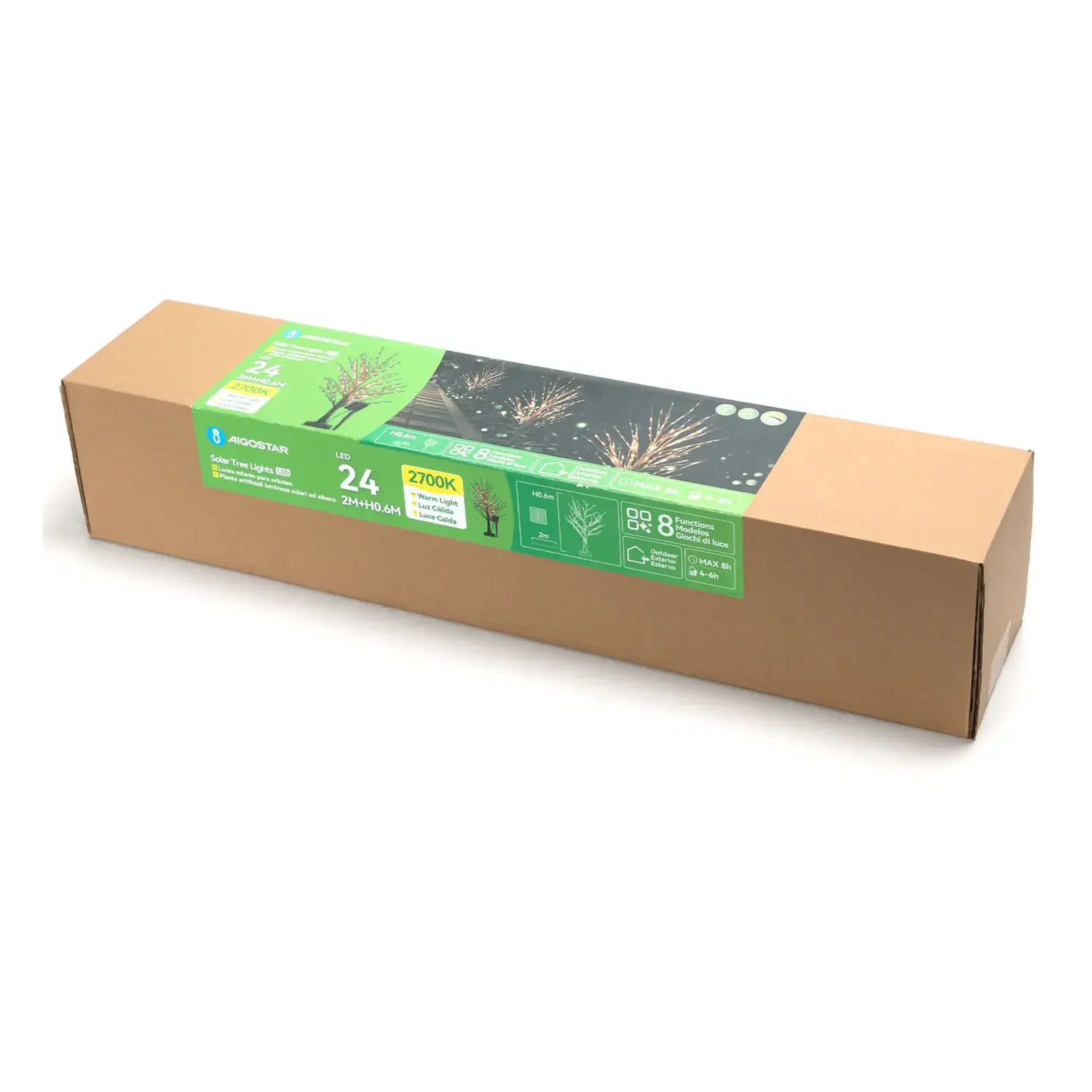 immagine Piante artificiali luminose solari, albero di rattan 2m+0,6m 24LED