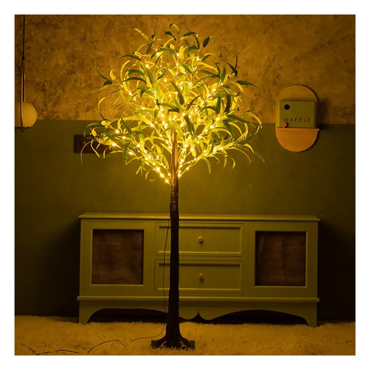 immagine del prodotto Piante artificiali luminose solari, albero di ulivo 2m+1,5m 210LED