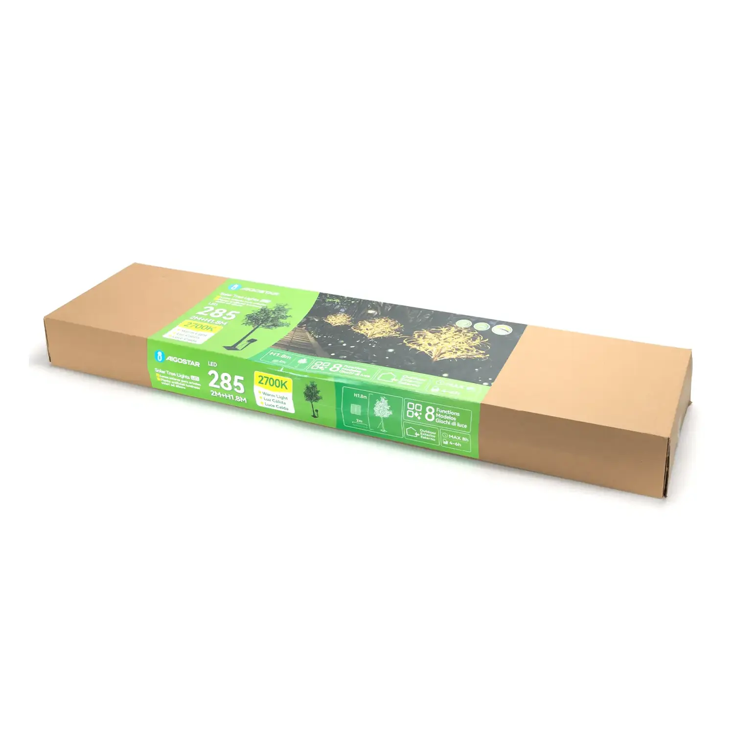 immagine Piante artificiali luminose solari, albero di ulivo 2m+1,8m 285LED