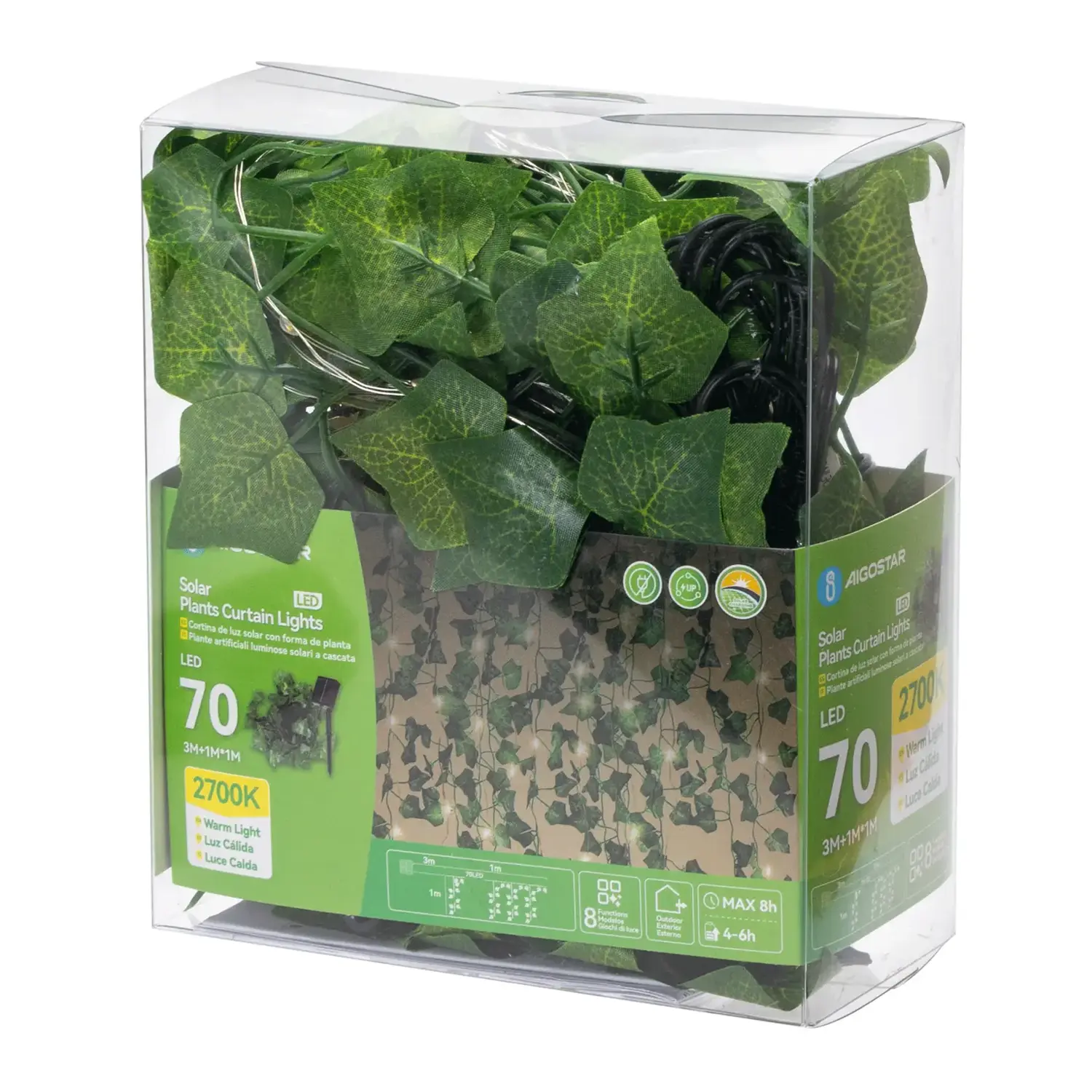 immagine Piante artificiali luminose solari, edera a cascata 3m+1m*1m 70LED