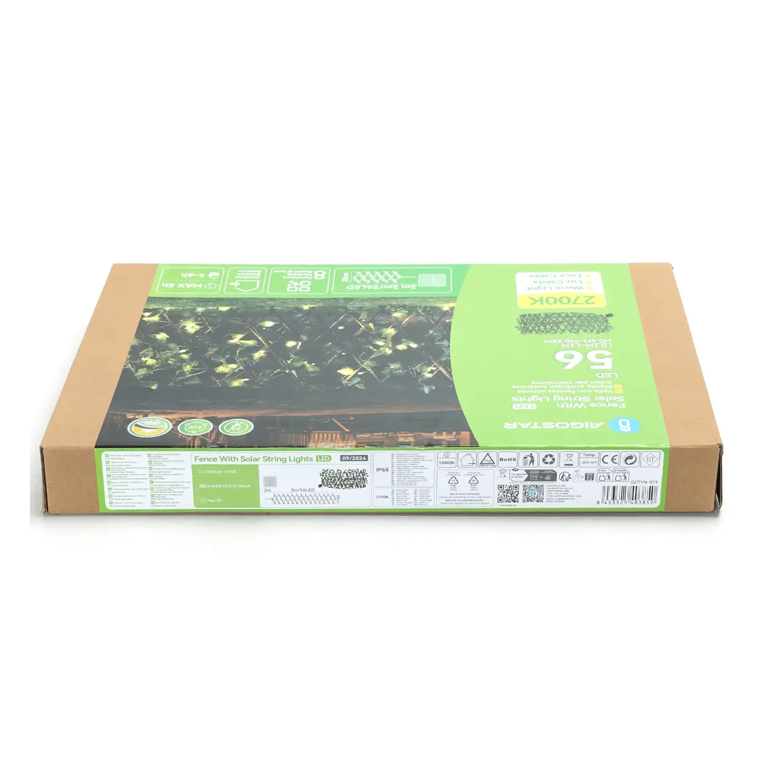 immagine Piante artificiali luminose solari, edera per recinzioni 2m+H0.4m 56LED