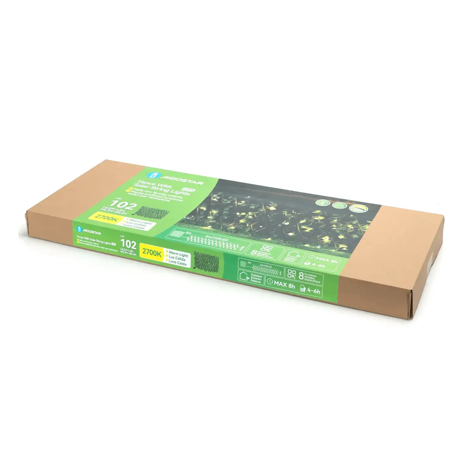 immagine Piante artificiali luminose solari, edera per recinzioni 2m+H0.7m 102LED